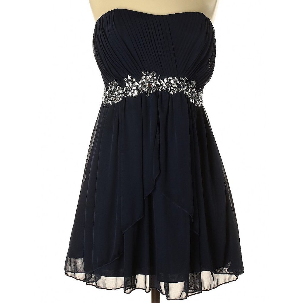 Speechless Jeweled Special Occasion Dress Navy